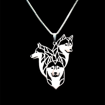 3 HUSKYS | Halskette mit Anhänger | Versilbert