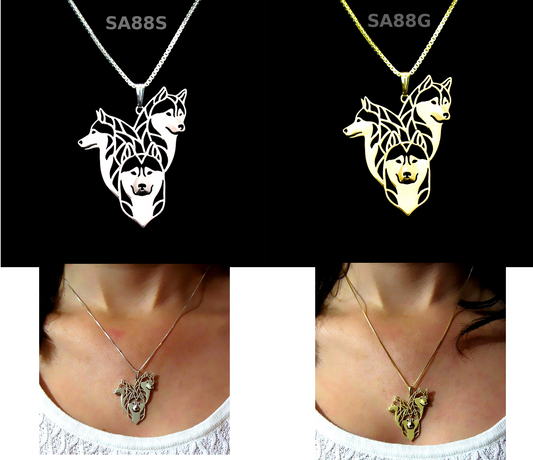 3 HUSKYS | Halskette mit Anhänger | Versilbert