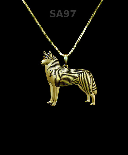 HUSKY (GANZER KÖRPER)| Halskette mit Anhänger | Vergoldet