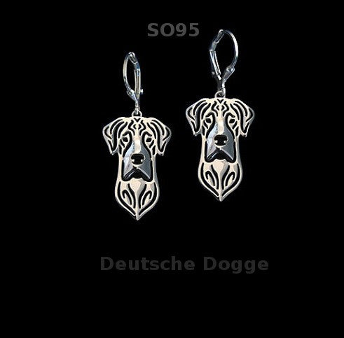 Versilberte Hunde-Ohrringe Deutsche Dogge | Vergoldet & Elegant