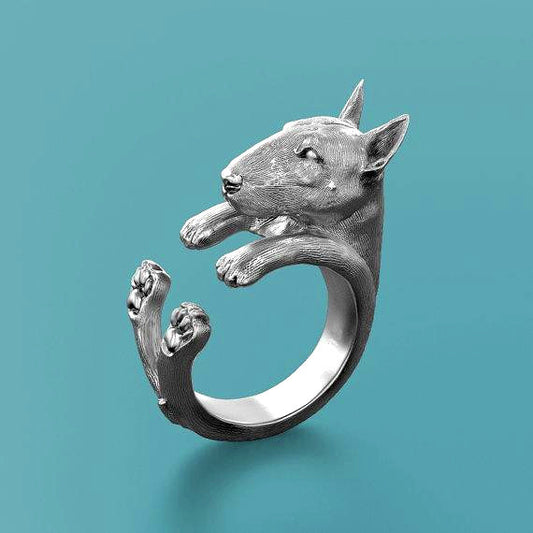 Bull Terier Ring| Chrome/Silber Anpassbar & Edel