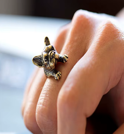 Französische Bulldogge Ringe mit Farbauswahl | Anpassbar & Edel