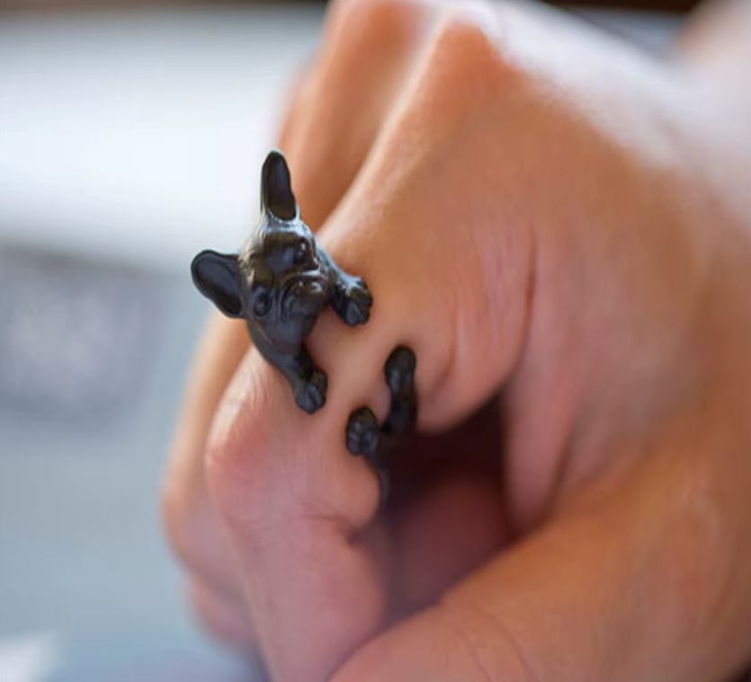 Französische Bulldogge Ringe mit Farbauswahl | Anpassbar & Edel