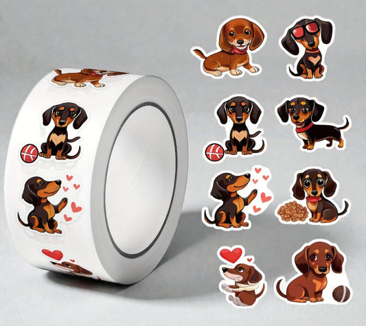 Dackelparade – Niedliche Aufkleber im Comicstil