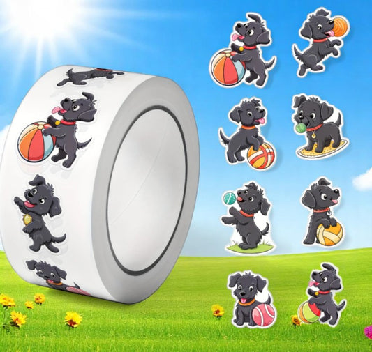 Schnuffelalarm – Sticker mit grauhaarigem Comic-Welpen