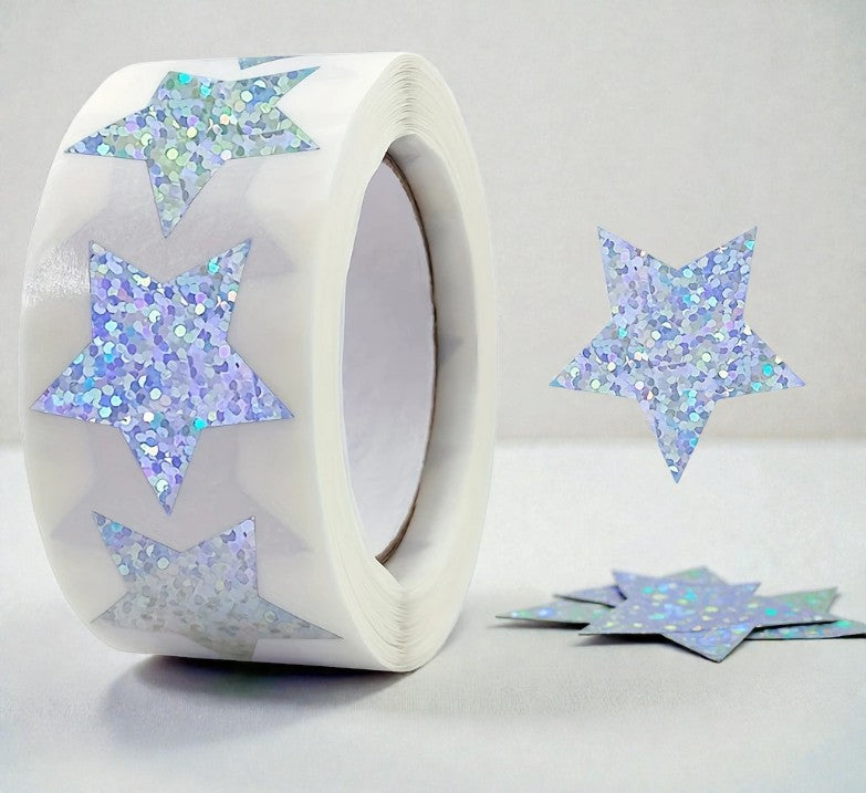 Sternenzauber in Silber – Hologramm-Sticker