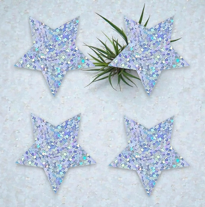 Sternenzauber in Silber – Hologramm-Sticker