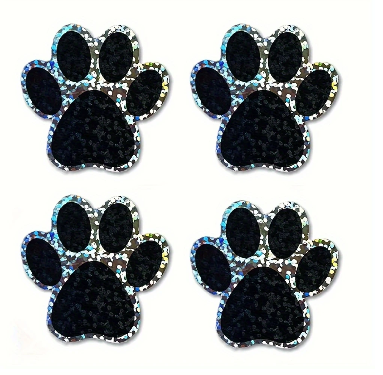 Pfotenabdrücke – Hologramm-Sticker in Schwarz