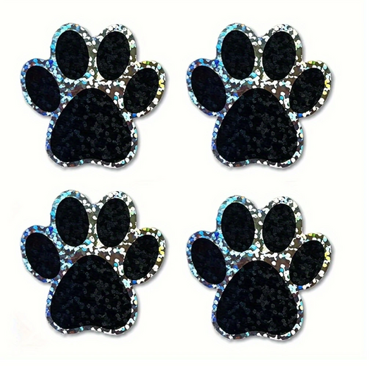 Pfotenabdrücke – Hologramm-Sticker in Schwarz