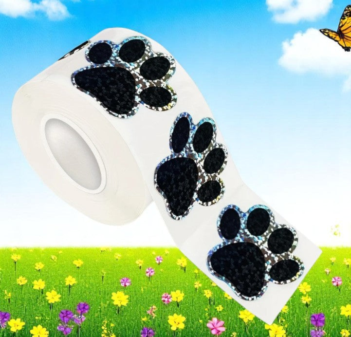 Pfotenabdrücke – Hologramm-Sticker in Schwarz