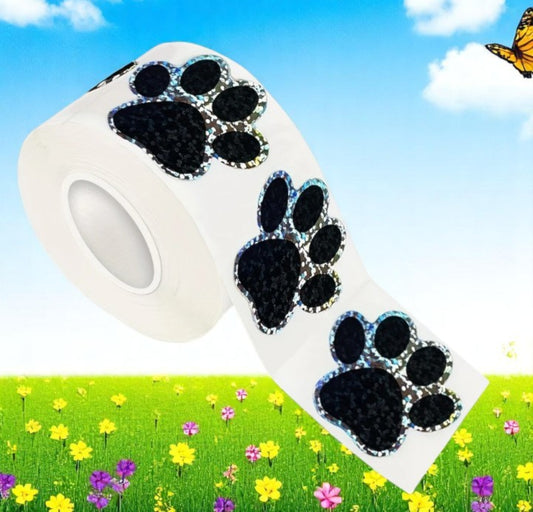 Pfotenabdrücke – Hologramm-Sticker in Schwarz