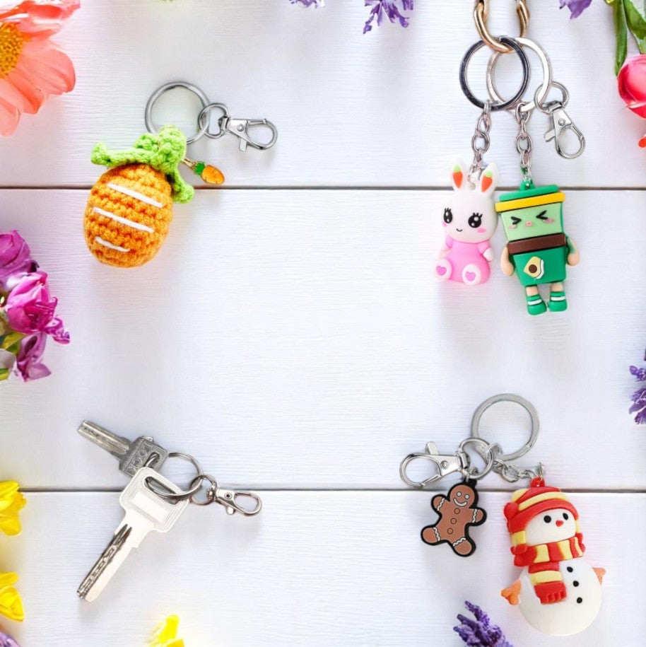 Karabinerhaken mit Schlüsselring – in Silber