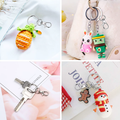 Karabinerhaken mit Schlüsselring – in Silber