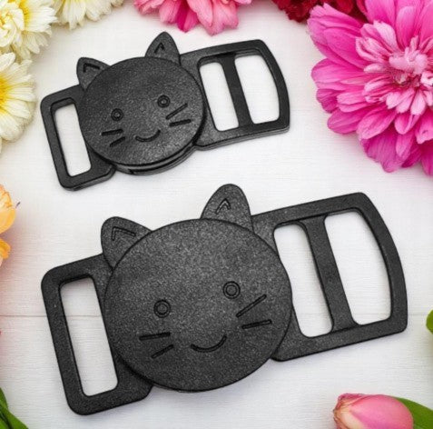 Klickverschluss mit Katzenmotiv – 10 mm PVC, Schwarz