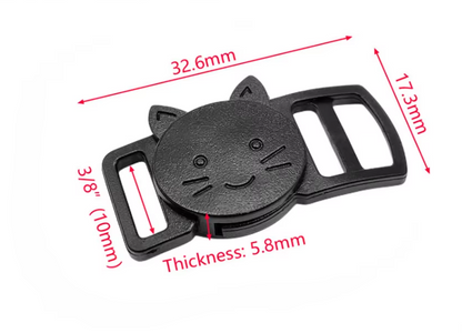 Klickverschluss mit Katzenmotiv – 10 mm PVC, Schwarz