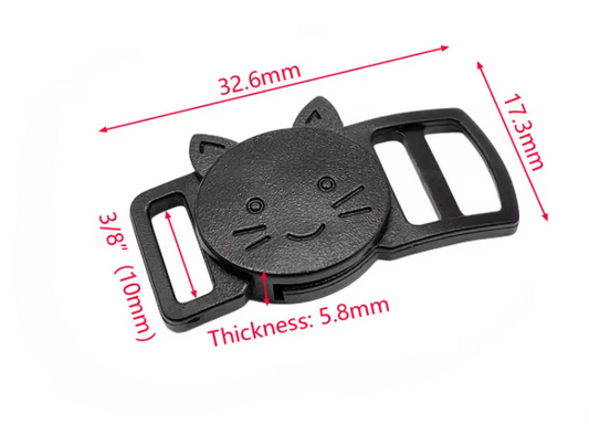 Klickverschluss mit Katzenmotiv – 10 mm PVC, Schwarz