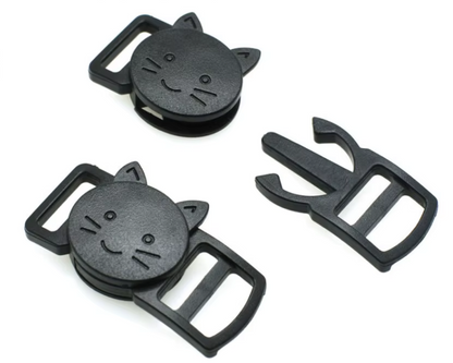 Klickverschluss mit Katzenmotiv – 10 mm PVC, Schwarz