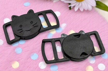 Klickverschluss mit Katzenmotiv – 10 mm PVC, Schwarz