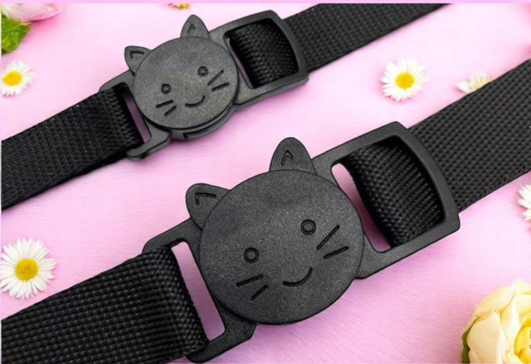 Klickverschluss mit Katzenmotiv – 10 mm PVC, Schwarz