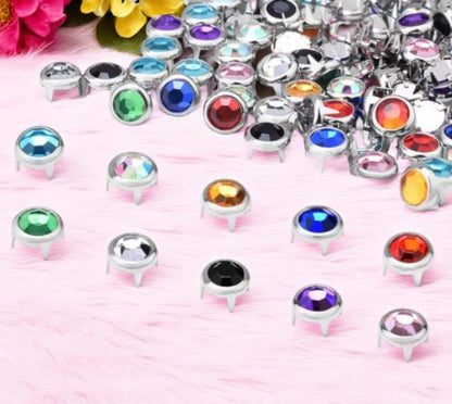 Strass-Krallen-Nieten 8 mm – Funkelnde Vielfalt in Blau (10er Pack)