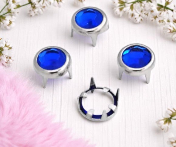 Strass-Krallen-Nieten 8 mm – Funkelnde Vielfalt in Blau (10er Pack)