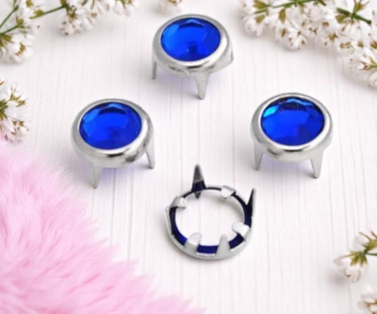 Strass-Krallen-Nieten 8 mm – Funkelnde Vielfalt in Blau (10er Pack)