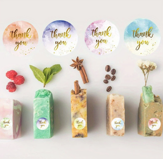 Thank You – Runde Sticker im Aquarellstil