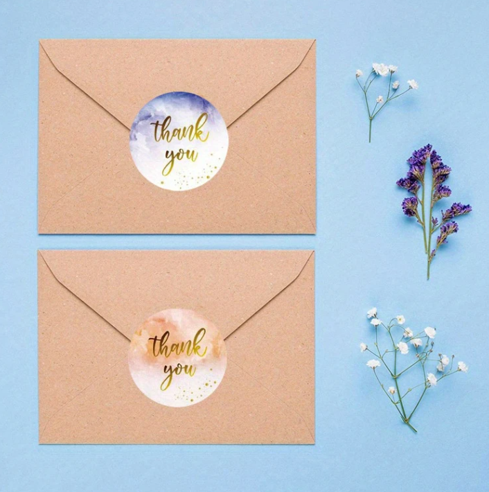 Thank You – Runde Sticker im Aquarellstil
