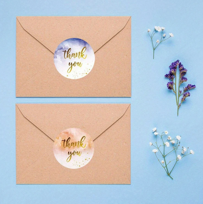 Thank You – Runde Sticker im Aquarellstil