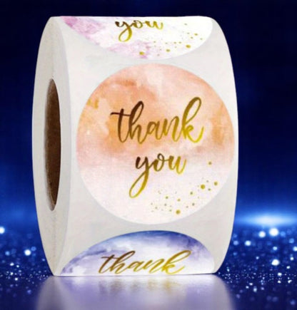 Thank You – Runde Sticker im Aquarellstil