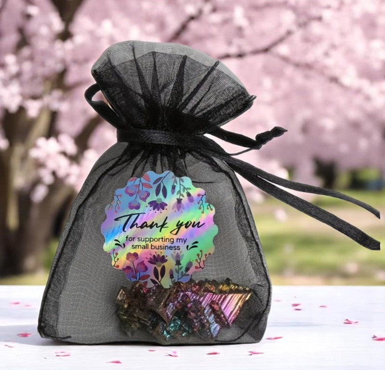 Mit Liebe bedankt – Hologramm-Sticker in Blütendesign