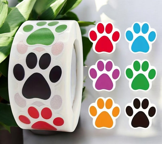 Bunte Pfotenabdruck-Aufkleber, 4 cm