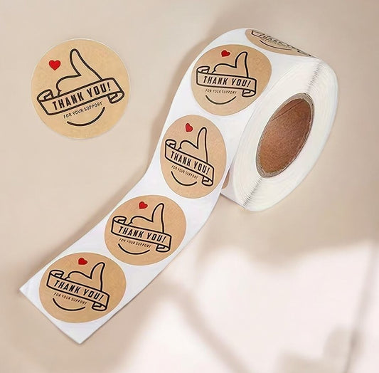 Kraftpapier Etiketten - Aufkleber  Thank you for your support   (10er Pack)