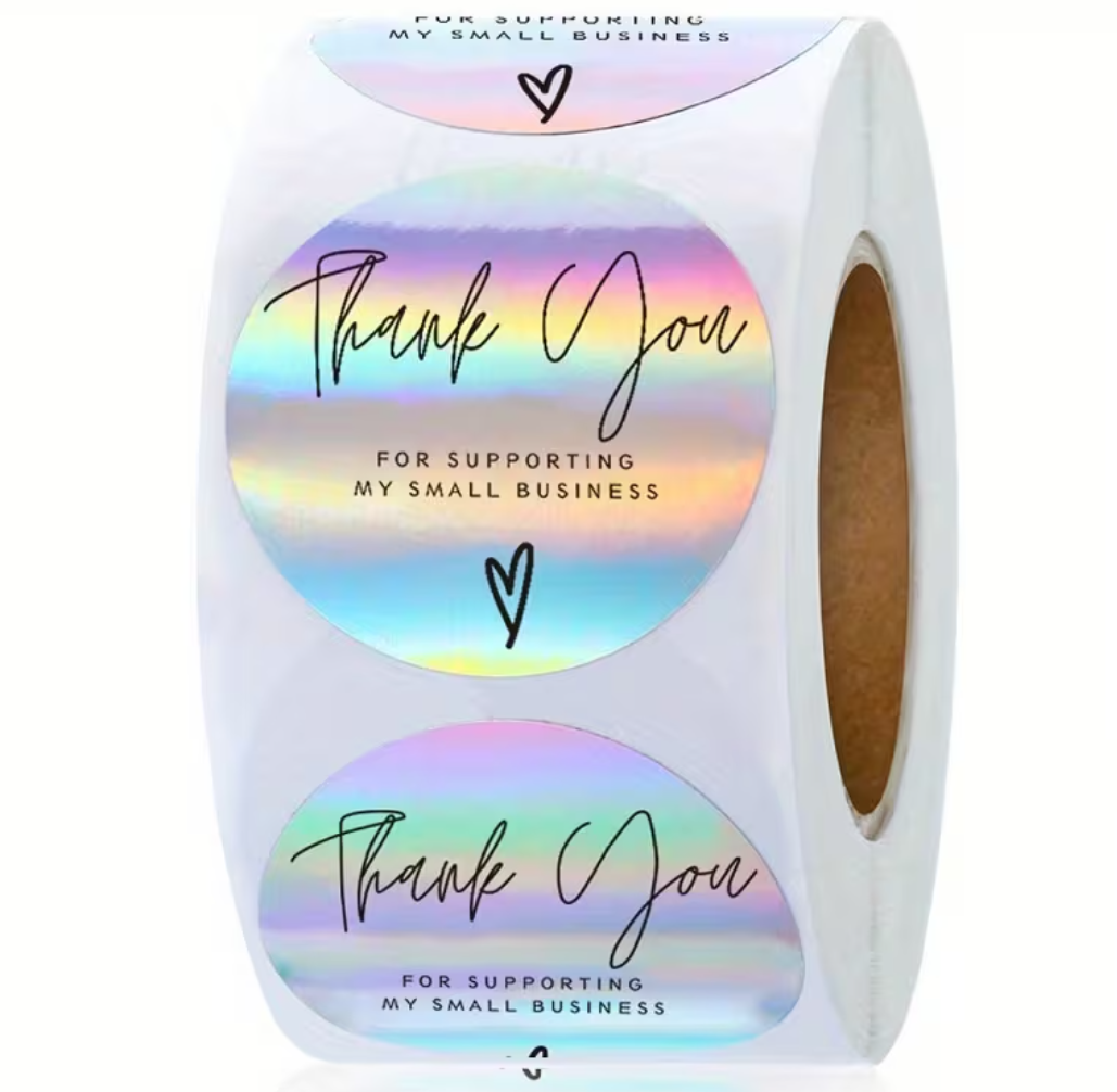 Silber Holographische Dankeschön-Etiketten