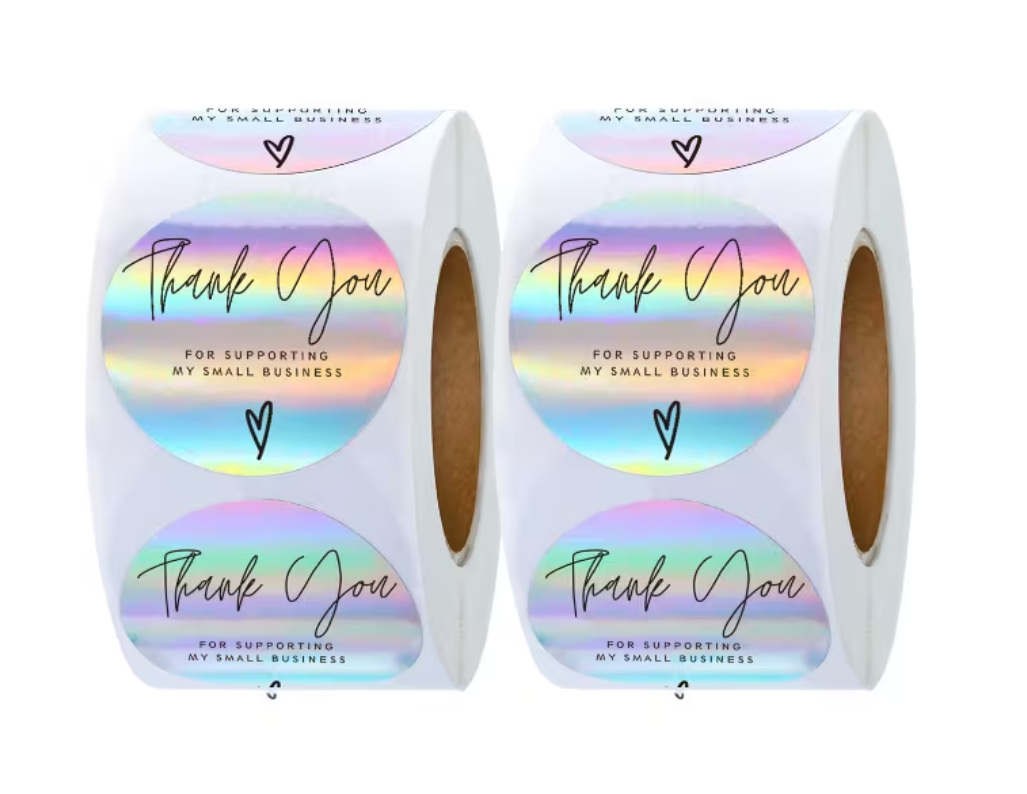 Silber Holographische Dankeschön-Etiketten