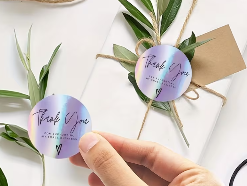 Silber Holographische Dankeschön-Etiketten