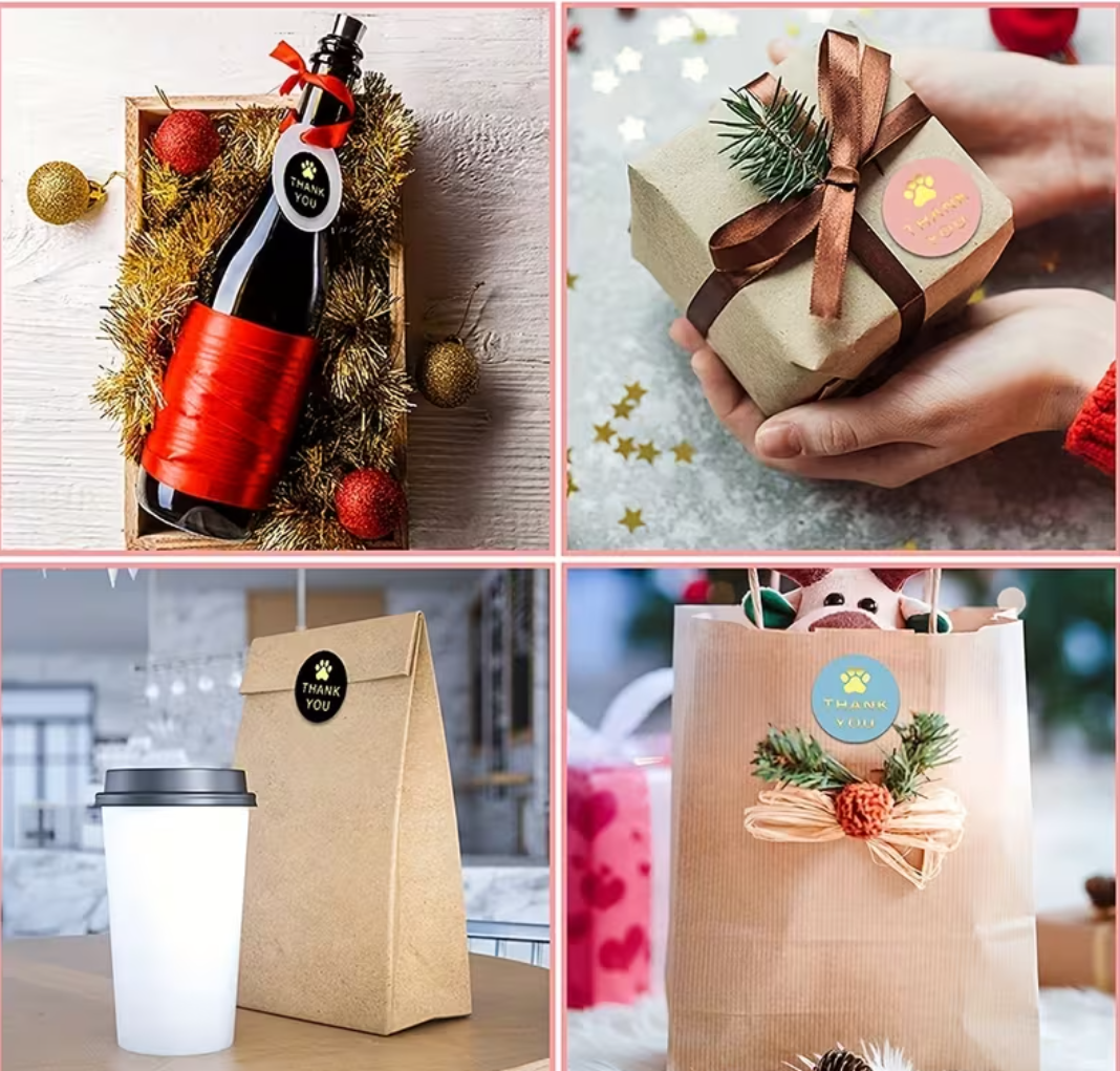 Thank You  Aufkleber mit süßem Pfotenabdruck