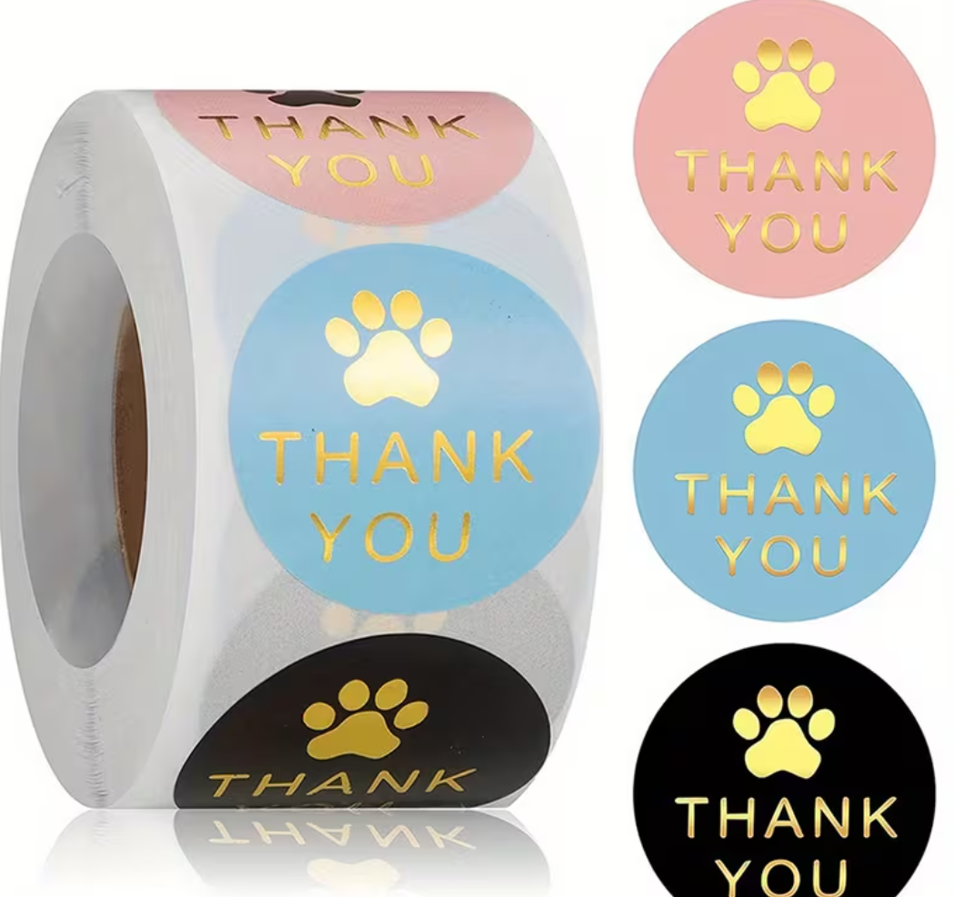 Thank You  Aufkleber mit süßem Pfotenabdruck