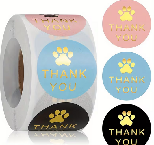 Thank You  Aufkleber mit süßem Pfotenabdruck