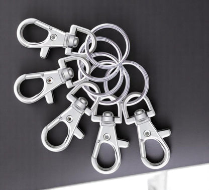 Karabinerhaken mit Schlüsselring – in Silber