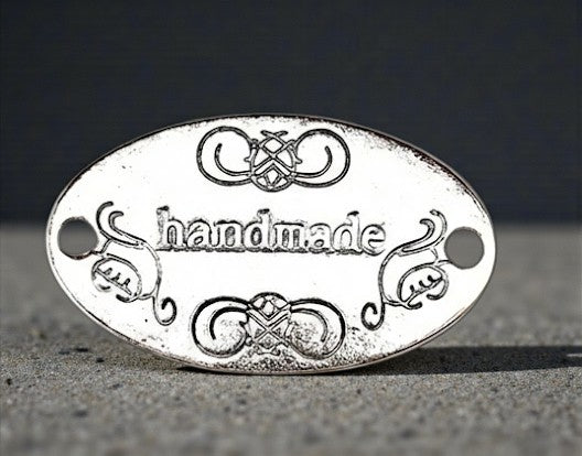 Metall-Label "Handmade" Oval 32 mm – Zum Aufnähen & Nieten