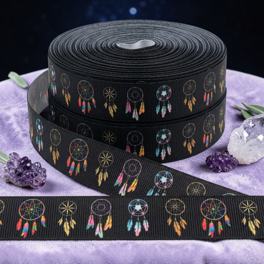🪶 Exklusives Ripsband mit magischen Boho Traumfängern ✨22mm