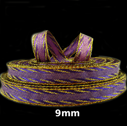 Lila-Gold mit Mesh – Webband 9 mm