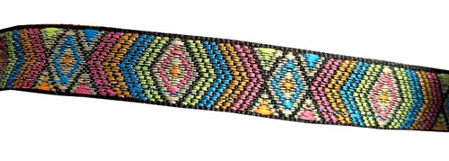 Ethno Geometrie – Webband 14 mm im Rauten-Muster