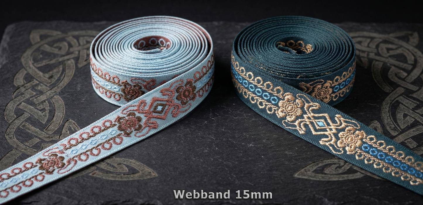 Mittelalterlicher Charme – Webband 15 mm im edlen Gürtel-Design