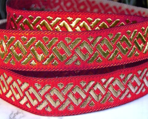 Goldene Zeiten – Webband 16 mm mit Ornamentmuster