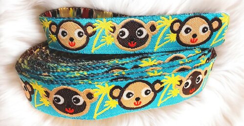 Farbenfrohe Affen & Palmen – Webband 16mm