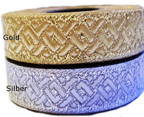 Glitzerndes Webband in Gold oder Silber