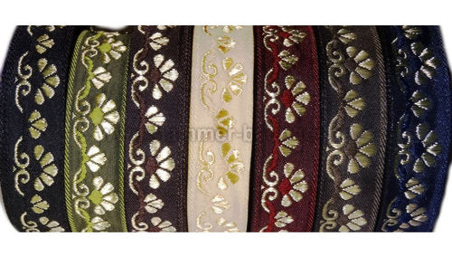 Florale Eleganz - Webband mit Blumenmuster in verschiedenen Farben