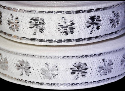 „Silberklee“ – Jacquard-Webband – 16 mm